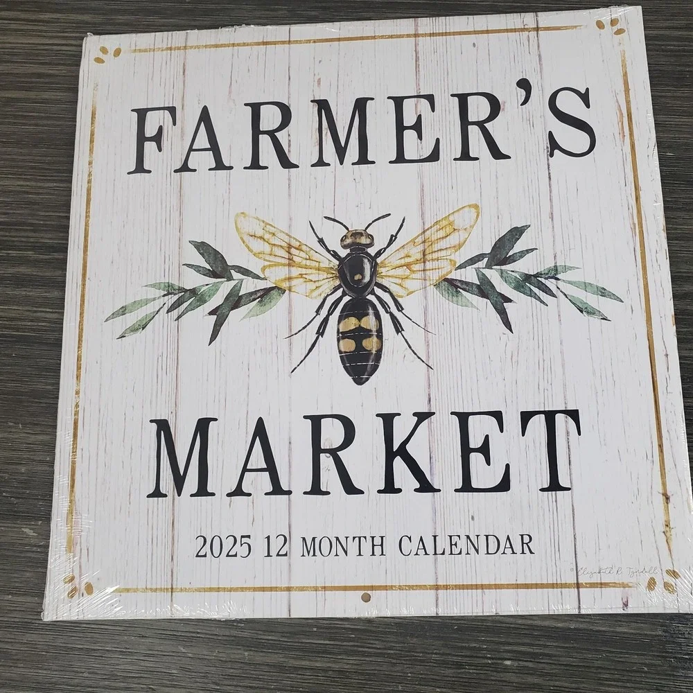 2025 Dollar Tree Calendar FARMER'S MARKET Bee Crafts Early Release 12 Month